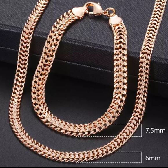 Rose Gold Double Weaving Chain Link Bracelet - Picture 6 of 6
